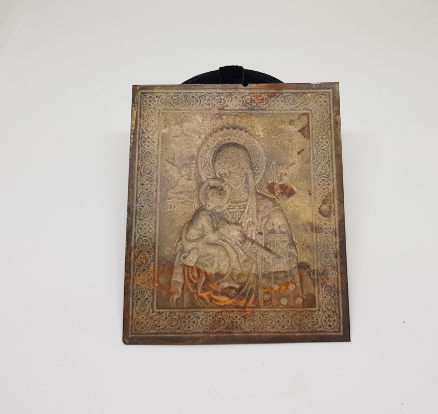 KABARTMA İŞÇİLİKLİ RUM İŞİ ANTİKA METAL İKONA