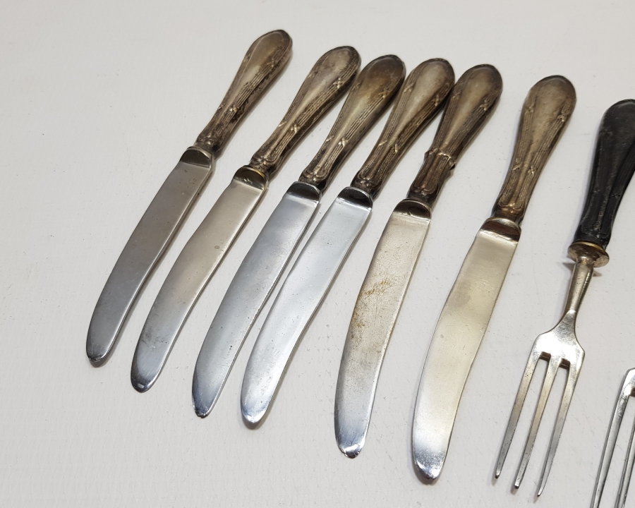 GÜMÜŞ SAPLI ALTILI ÇATAL BIÇAK SETİ