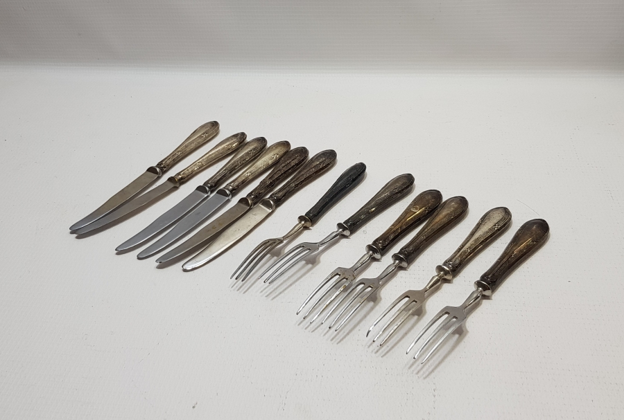 GÜMÜŞ SAPLI ALTILI ÇATAL BIÇAK SETİ