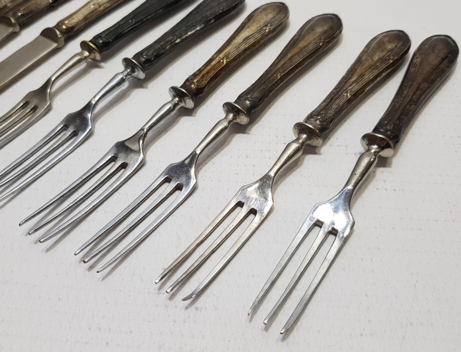 GÜMÜŞ SAPLI ALTILI ÇATAL BIÇAK SETİ