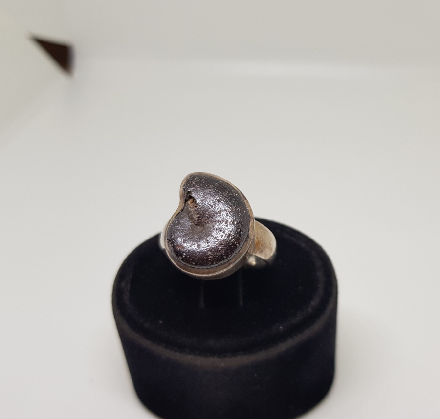 ÜZERİ FOSİLLİ ÖZEL YAPIM GÜMÜŞ AVRUPA YÜZÜK