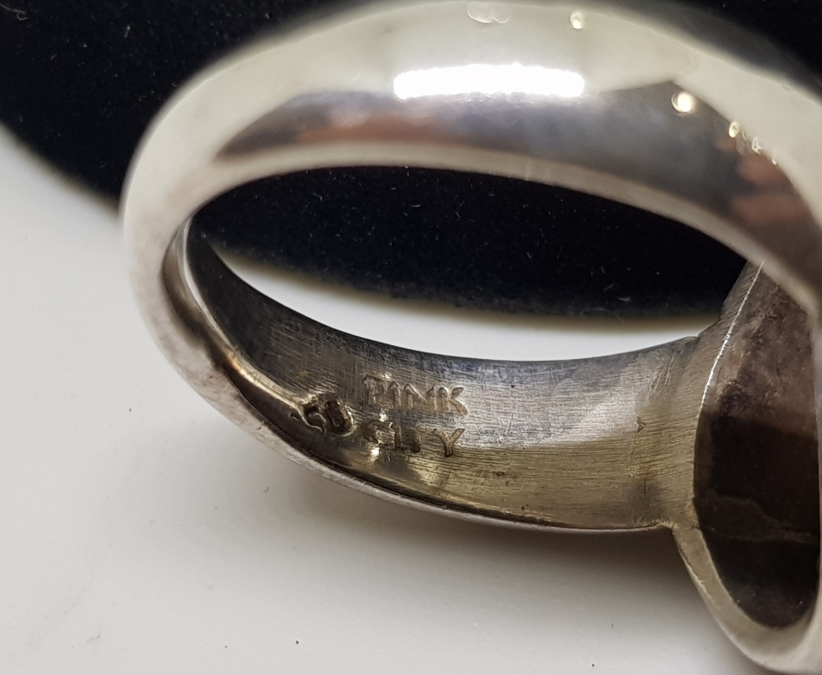 ÜZERİ FOSİLLİ ÖZEL YAPIM GÜMÜŞ AVRUPA YÜZÜK