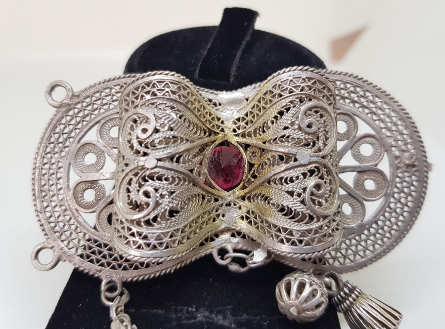 TELKARİ İŞÇİLİKLİ ANTİKA GÜMÜŞ KEMER TOKASI