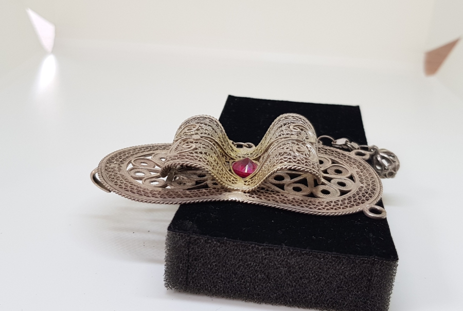 TELKARİ İŞÇİLİKLİ ANTİKA GÜMÜŞ KEMER TOKASI