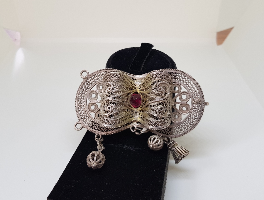 TELKARİ İŞÇİLİKLİ ANTİKA GÜMÜŞ KEMER TOKASI