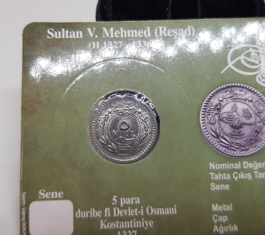 MEHMED REŞAD HAN DÖNEMİ ÇİL KONDİSYONDA KAPAMASINDA NİKEL 5 PARA