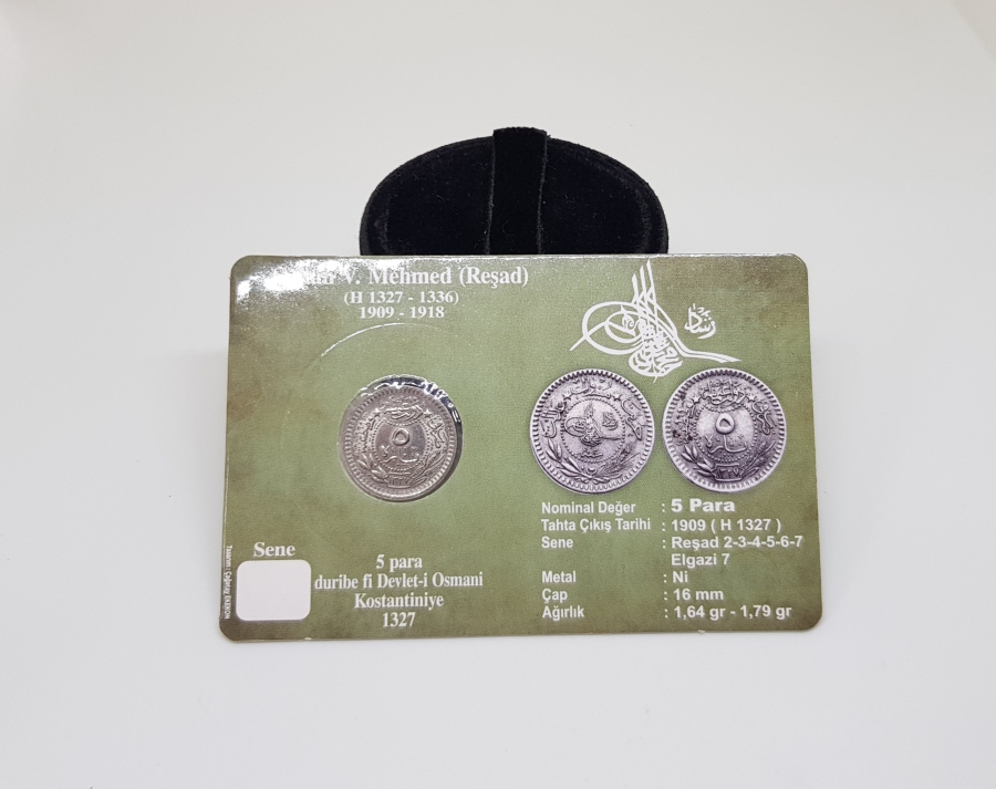 MEHMED REŞAD HAN DÖNEMİ ÇİL KONDİSYONDA KAPAMASINDA NİKEL 5 PARA