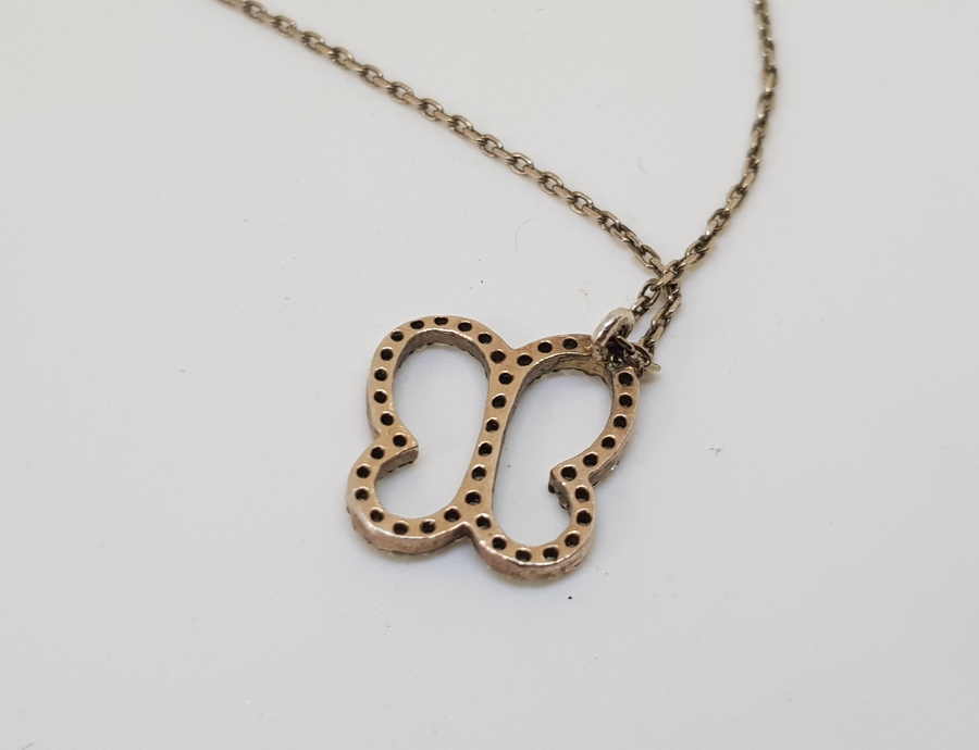 MARGAZİT TAŞLI KELEBEK FORMLU GÜMÜŞ KOLYE UCU