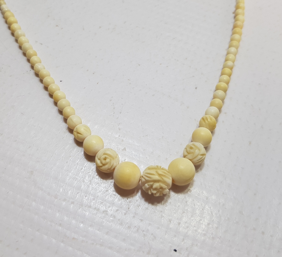 ÜZERİ İŞLEMELİ AKARSU MODELİ FİLDİŞİ OSMANLI GERDANLIK