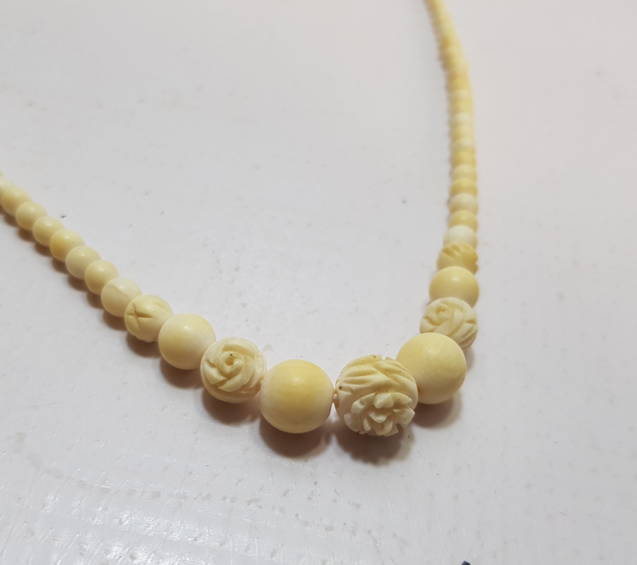 ÜZERİ İŞLEMELİ AKARSU MODELİ FİLDİŞİ OSMANLI GERDANLIK