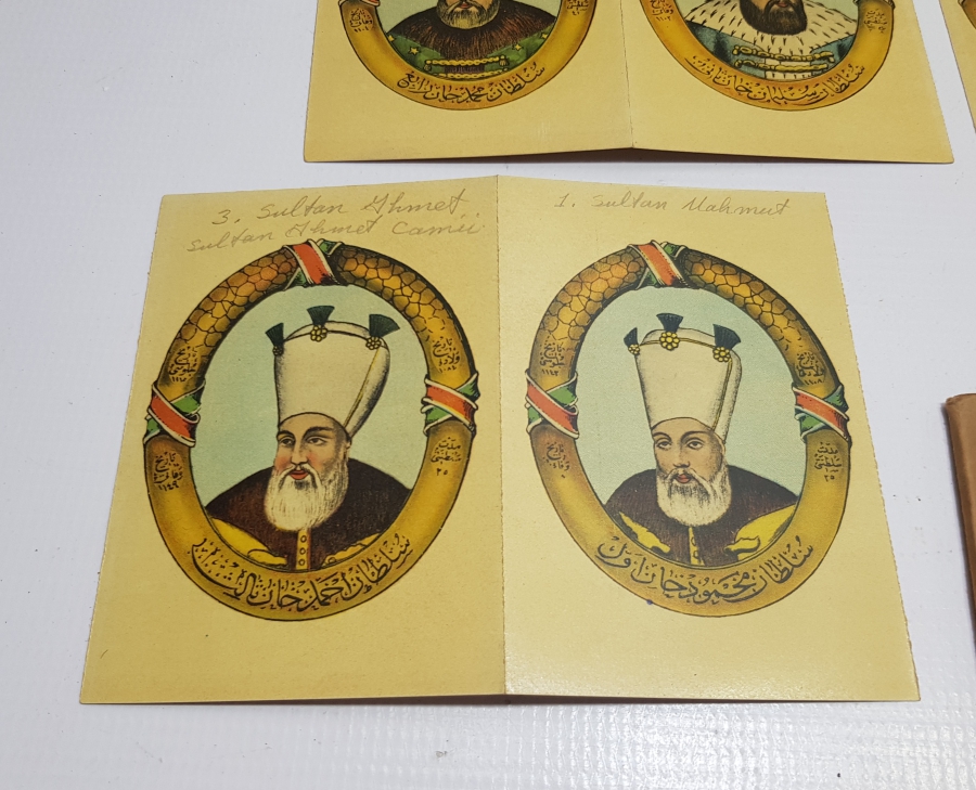 OSMANLI DÖNEMİ ÇOK NADİR ORİJİNAL ALBÜMÜNDE PADİŞAH KARTLARI SERİSİ KARTPOSTAL TAKIMI