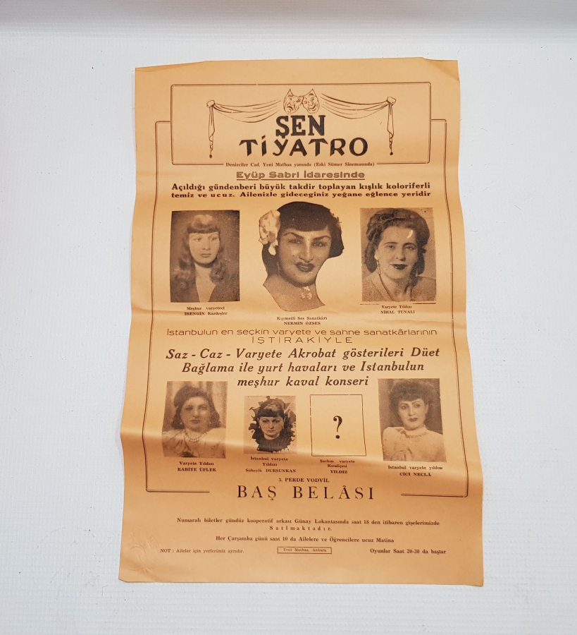 ÇOK NADİR ANTİKA ŞEN TİYATRO AFİŞİ