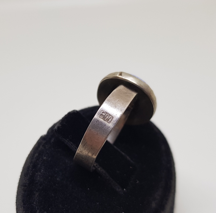 ÜZERİ EL BOYAMA İŞÇİLİKLİ ÖZEL YAPIM ANTİKA GÜMÜŞ MİNELİ YÜZÜK