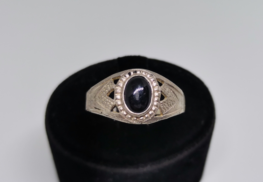 SİYAH AKİK TAŞLI HAC HATIRASI GÜMÜŞ YÜZÜK