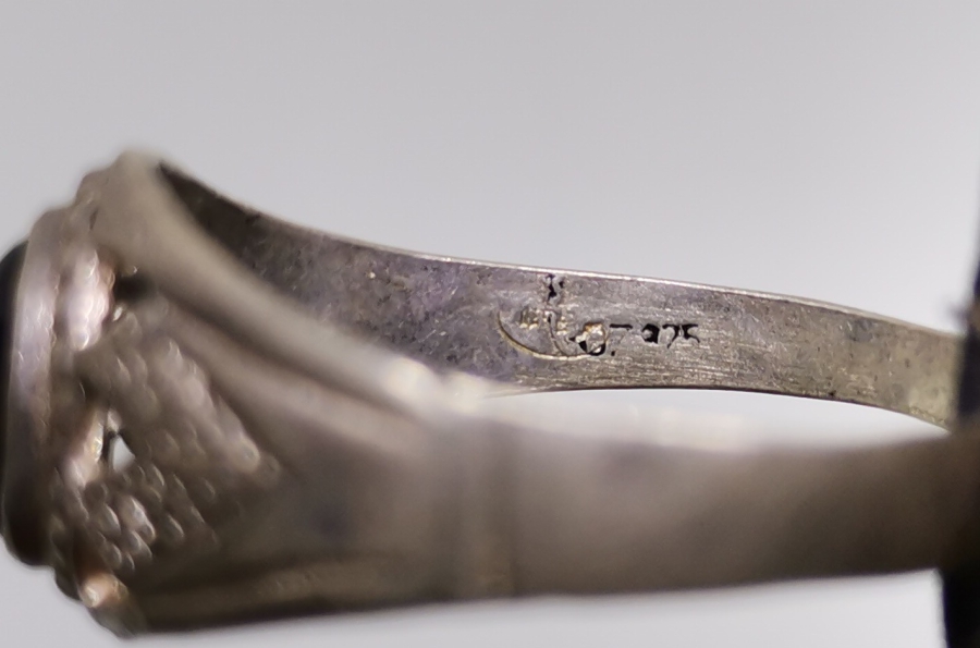 SİYAH AKİK TAŞLI HAC HATIRASI GÜMÜŞ YÜZÜK