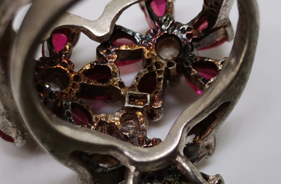 YAKUT VE MARGAZİT TAŞLI ÇİÇEK BUKETİ MODELİ GÜMÜŞ YÜZÜK