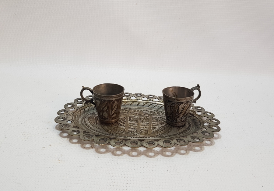 ÜZERİNDE AFİYET OLSUN EFENDİM YAZILI OSMANLI DÖNEMİ ESERİ İSTANBUL KAHVE TAKIMI