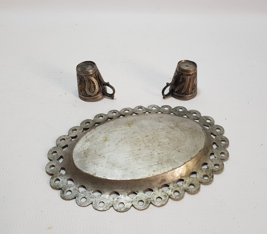 ÜZERİNDE AFİYET OLSUN EFENDİM YAZILI OSMANLI DÖNEMİ ESERİ İSTANBUL KAHVE TAKIMI