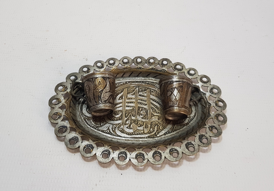 ÜZERİNDE AFİYET OLSUN EFENDİM YAZILI OSMANLI DÖNEMİ ESERİ İSTANBUL KAHVE TAKIMI