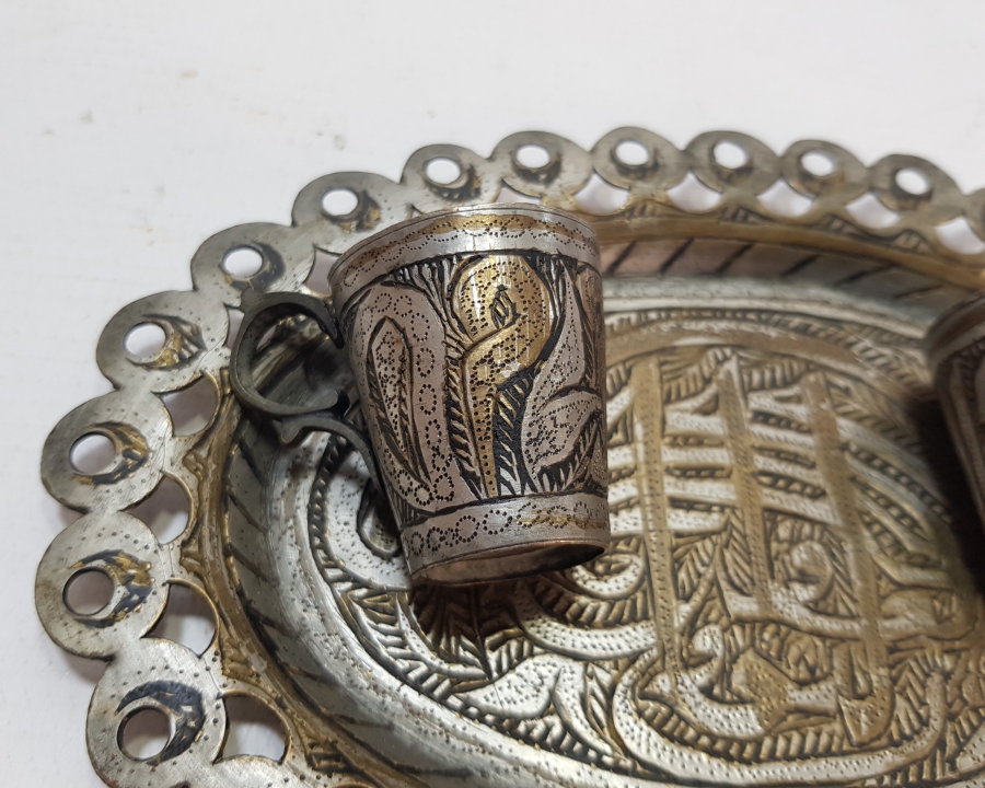 ÜZERİNDE AFİYET OLSUN EFENDİM YAZILI OSMANLI DÖNEMİ ESERİ İSTANBUL KAHVE TAKIMI