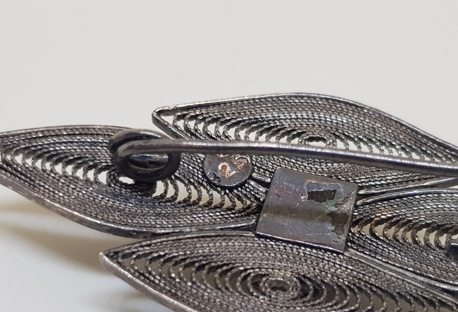 TELKARİ İŞÇİLİKLİ ÖZEL YAPIM GÜMÜŞ BROŞ