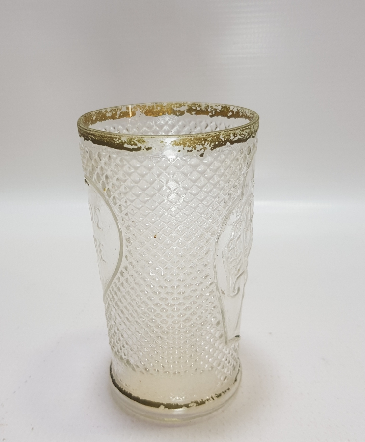 MEŞRUTİYET SANCAĞI FORMUNDA VE RUMCA AFİYET OLSUN EFENDİM YAZILI OSMANLI DÖNEMİ BİLLUR BARDAK