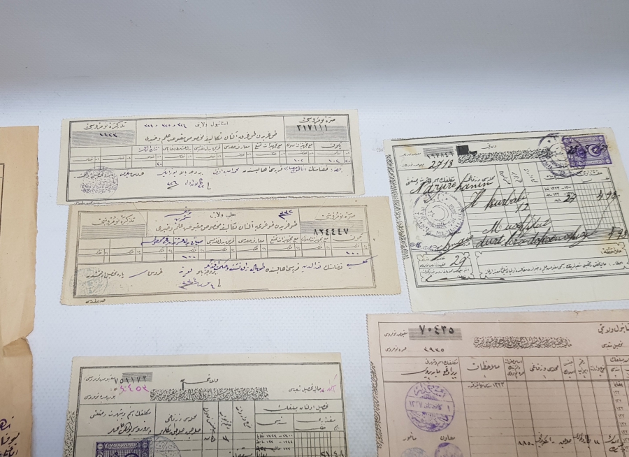 9 ADET OSMANLI DÖNEMİ MAKBUZ LOTU