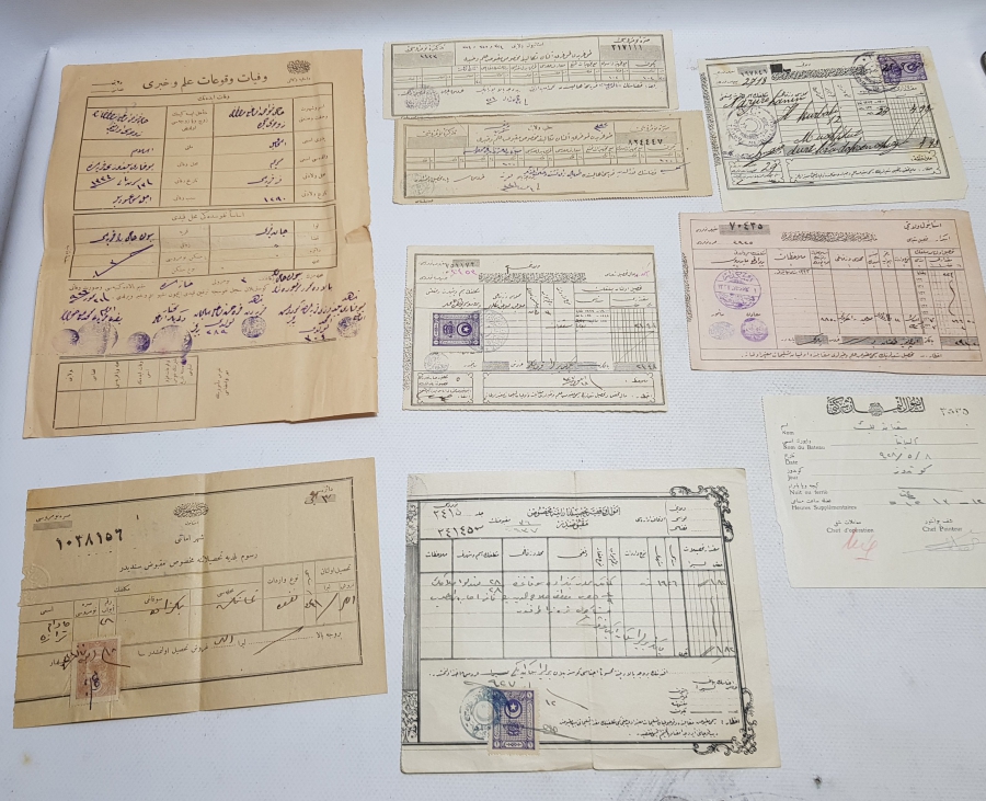 9 ADET OSMANLI DÖNEMİ MAKBUZ LOTU