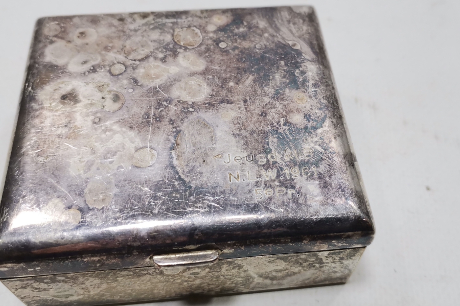 GÜMÜŞ KAPLAMA ANTİKA METAL PUL KUTUSU