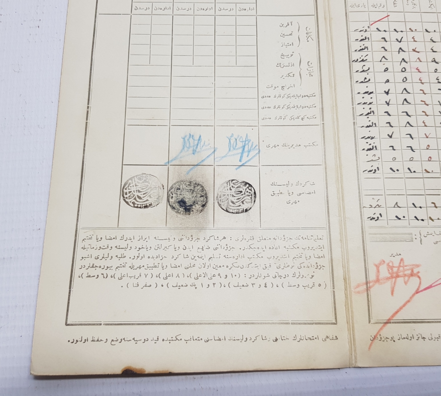 OSMANLI DÖNEMİ NADİR OKUL KARNESİ