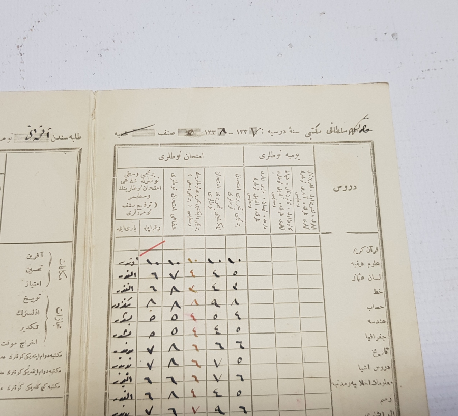 OSMANLI DÖNEMİ NADİR OKUL KARNESİ