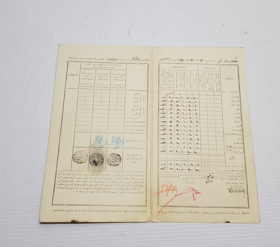 OSMANLI DÖNEMİ NADİR OKUL KARNESİ