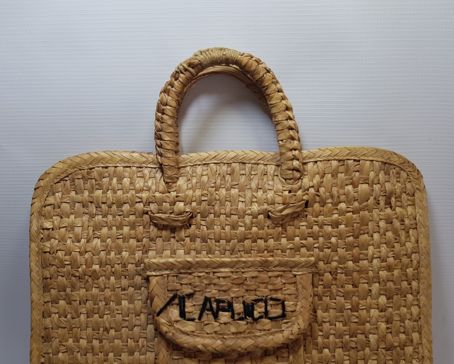 OSMANLI DÖNEMİ HURMA YAPRAĞINDAN YAPILMIŞ HİCAZ YADİGARI ÇOK NADİR BÜYÜK BOY ÇANTA