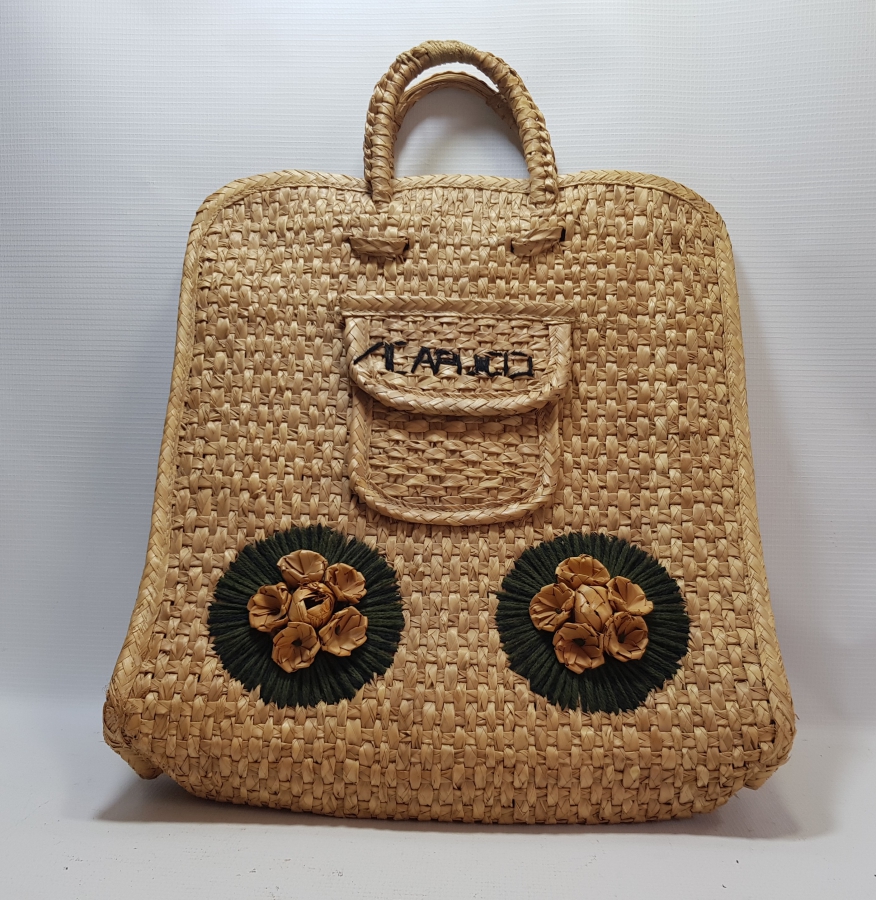 OSMANLI DÖNEMİ HURMA YAPRAĞINDAN YAPILMIŞ HİCAZ YADİGARI ÇOK NADİR BÜYÜK BOY ÇANTA