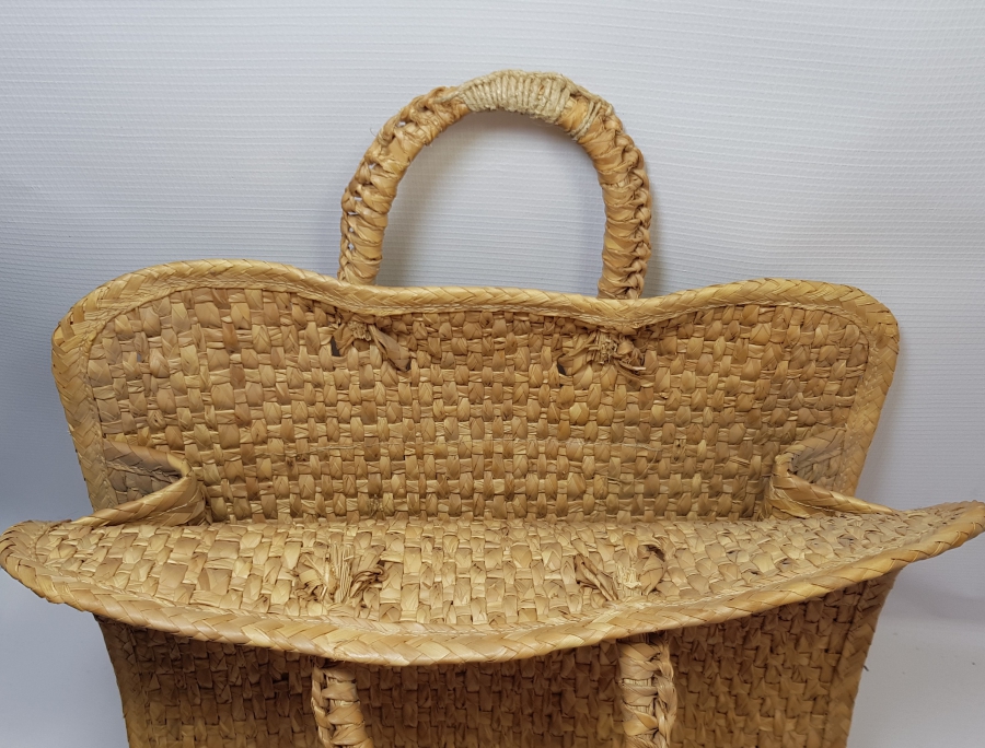 OSMANLI DÖNEMİ HURMA YAPRAĞINDAN YAPILMIŞ HİCAZ YADİGARI ÇOK NADİR BÜYÜK BOY ÇANTA