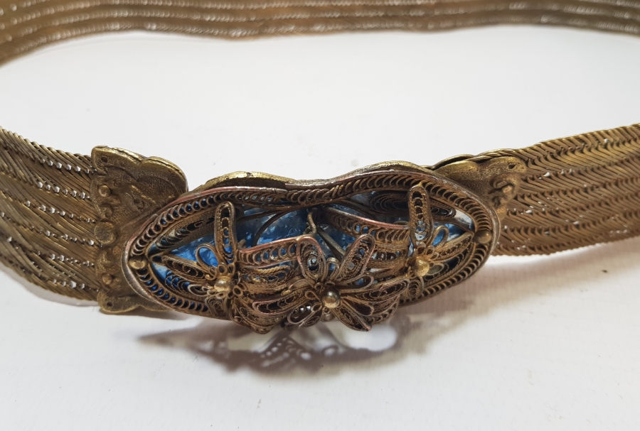 MEŞRUTİYET SANCAKLI VE AY YILDIZLI TRABZON İŞİ HASIR ÖRME GELİN KEMERİ