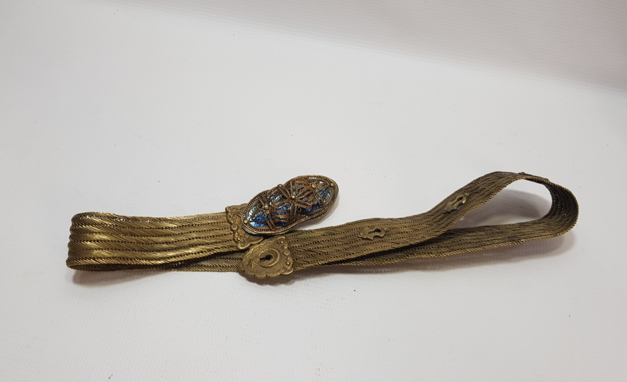 MEŞRUTİYET SANCAKLI VE AY YILDIZLI TRABZON İŞİ HASIR ÖRME GELİN KEMERİ