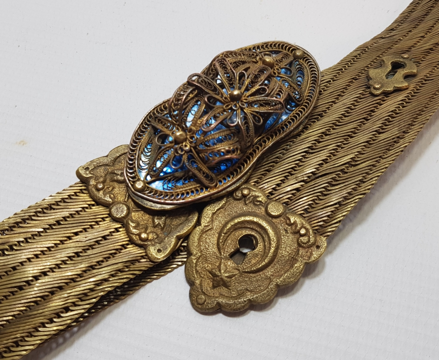 MEŞRUTİYET SANCAKLI VE AY YILDIZLI TRABZON İŞİ HASIR ÖRME GELİN KEMERİ