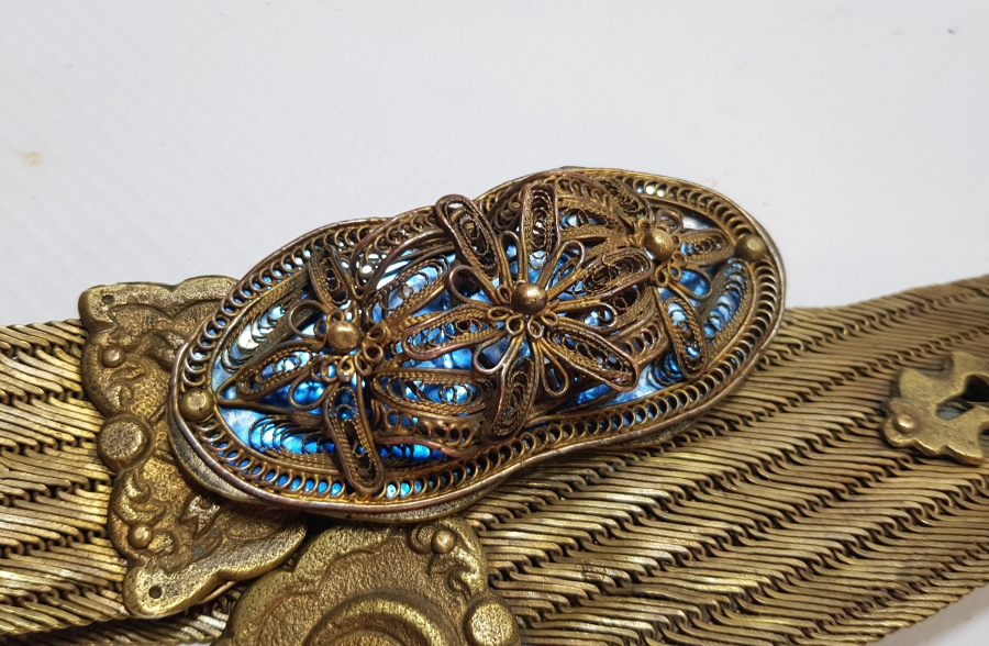 MEŞRUTİYET SANCAKLI VE AY YILDIZLI TRABZON İŞİ HASIR ÖRME GELİN KEMERİ