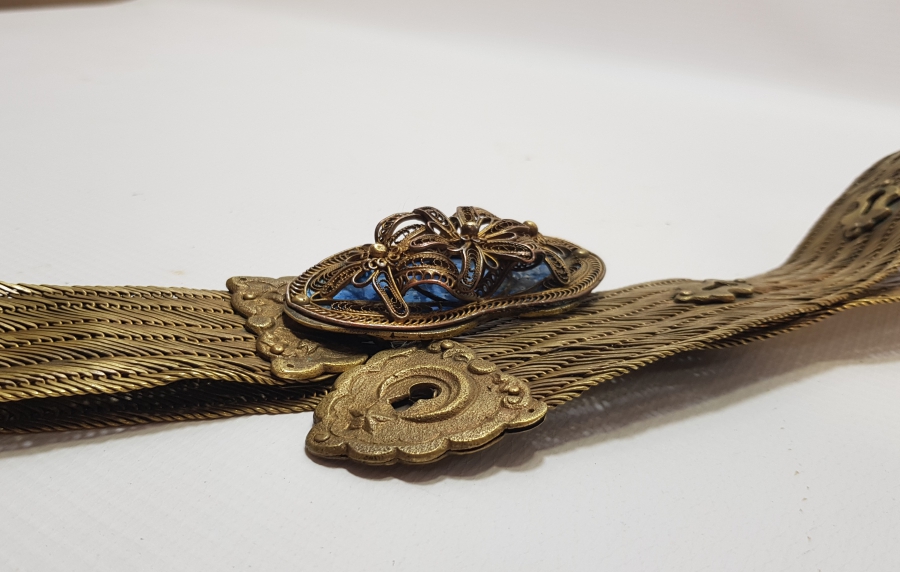 MEŞRUTİYET SANCAKLI VE AY YILDIZLI TRABZON İŞİ HASIR ÖRME GELİN KEMERİ