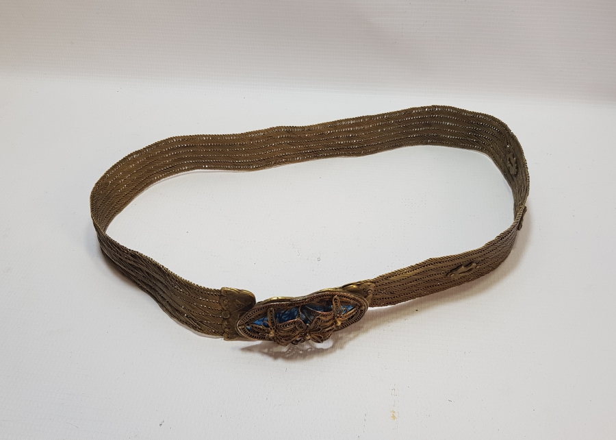 MEŞRUTİYET SANCAKLI VE AY YILDIZLI TRABZON İŞİ HASIR ÖRME GELİN KEMERİ