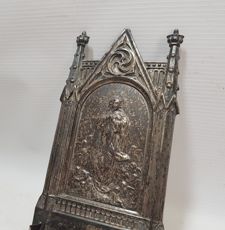 ANTİKA HRİSTİYAN İŞİ GÜMÜŞ KAPLAMA DUVAR İKONASI