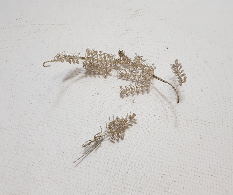 OSMANLI DÖNEMİ GÜMÜŞ KAPLAMA GELİN TACI VE BROŞ