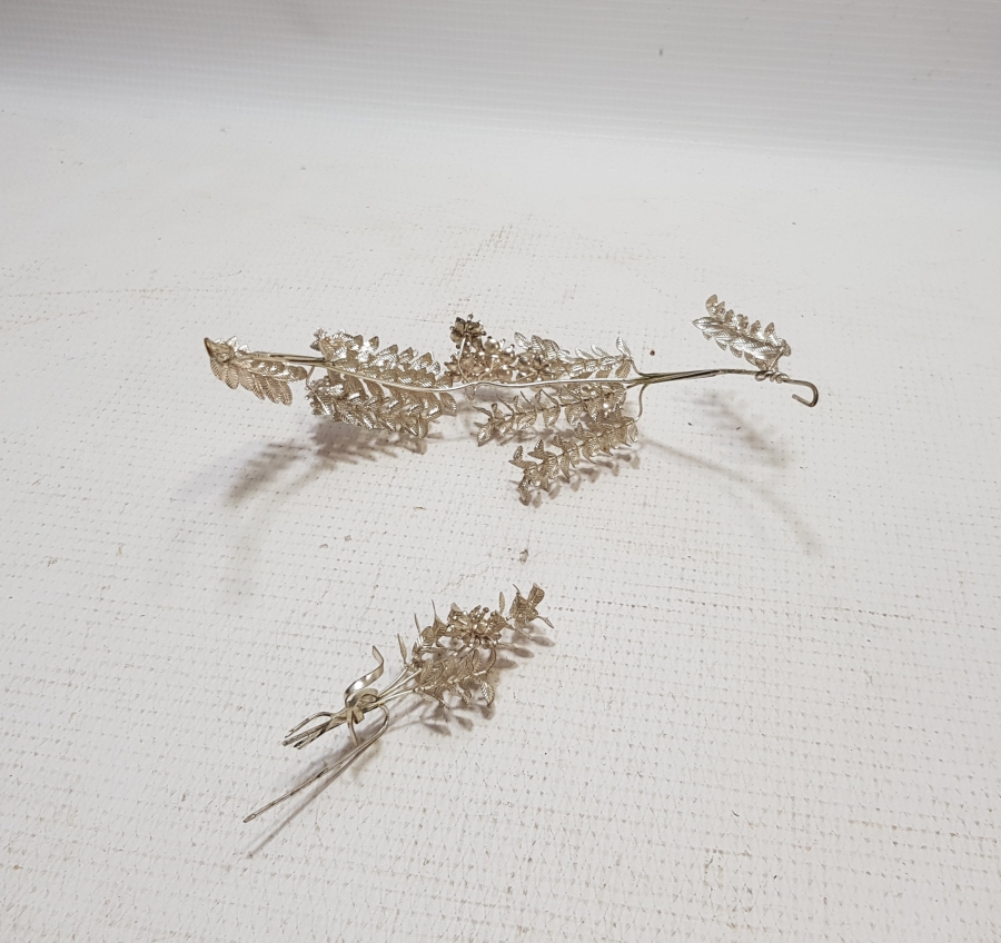 OSMANLI DÖNEMİ GÜMÜŞ KAPLAMA GELİN TACI VE BROŞ