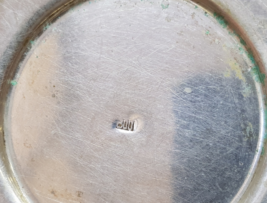 ANTİKA KIL TESTERE İŞÇİLİKLİ GÜMÜŞ ÇAY TABAĞI