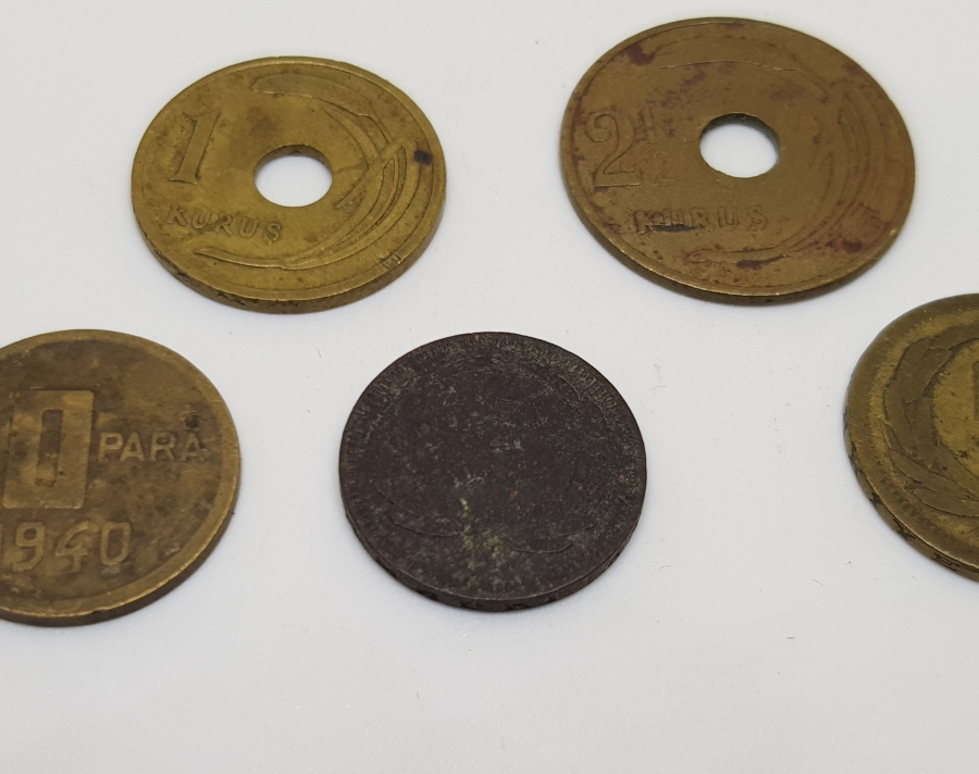 1940-1950LERDEN DELİKLİ KURUŞ PARA LOTU