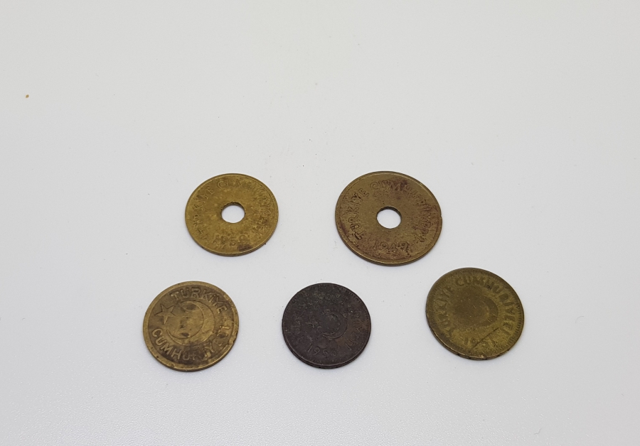 1940-1950LERDEN DELİKLİ KURUŞ PARA LOTU