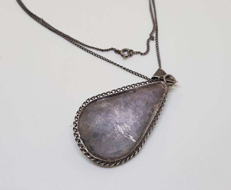 ÜZERİ OSMANLICA YAZILI GÜMÜŞ KOLYE