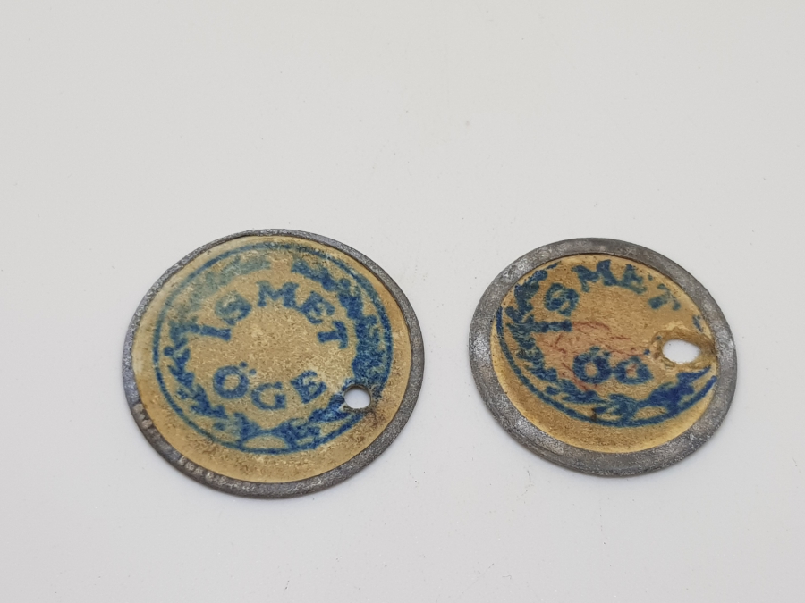 İSMET ÖGE YAZILI BİR ÇİFT ZEYTİN TOPLAMA JETONU