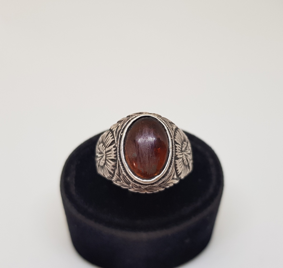 KEHRİBAR TAŞLI GÜMÜŞ YÜZÜK